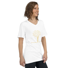 Load image into Gallery viewer, Unisex Short Sleeve V-Neck T-Shirt (The Environmentalist, Tree Design) (Double-Sided Print)
