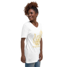 Load image into Gallery viewer, Unisex Short Sleeve V-Neck T-Shirt (The Animal Lover, Cat Design) (Double-Sided Print)
